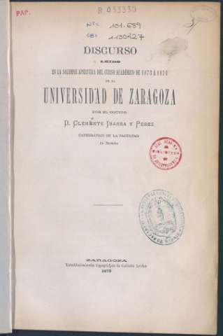 Discurso leido en la solemne apertura del curso... (1873)