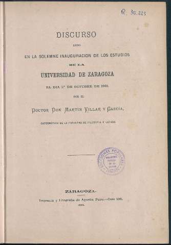 Discurso leido en la solemne inauguración de... (1868)