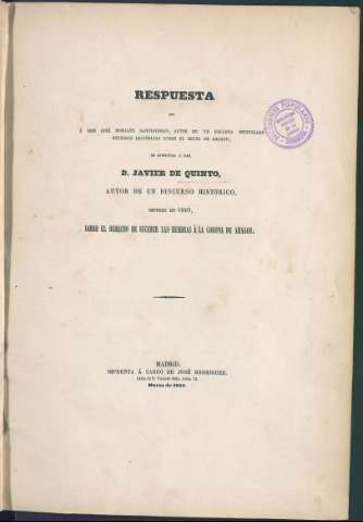 Respuesta que a Don José Luis Morales... (1851)