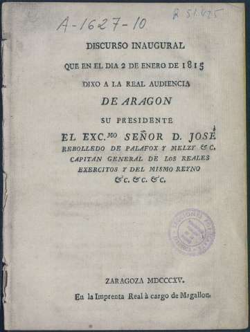 Discurso inaugural que en el día 9 de enero de... (s.a.)