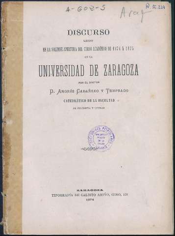 Discurso leido en la solemne apertura del curso... (1874)