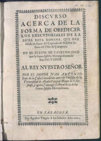 Discurso acerca de la forma de obedecer los... (1660.)