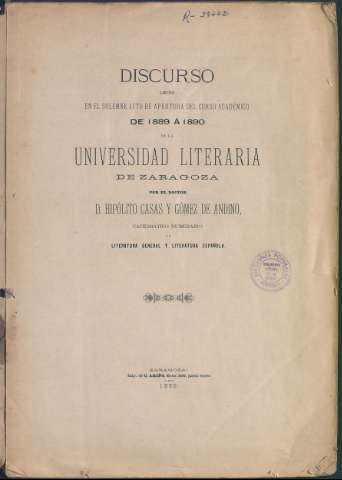 Discurso leído en el solemne acto de apertura... (1889)