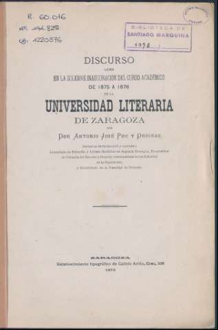 Discurso leído en la solemne inauguración del... (1875)